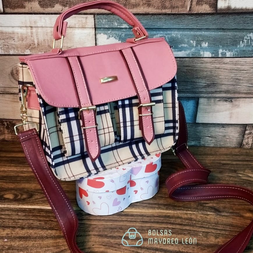 Pink And Checkered Crossbody Bag